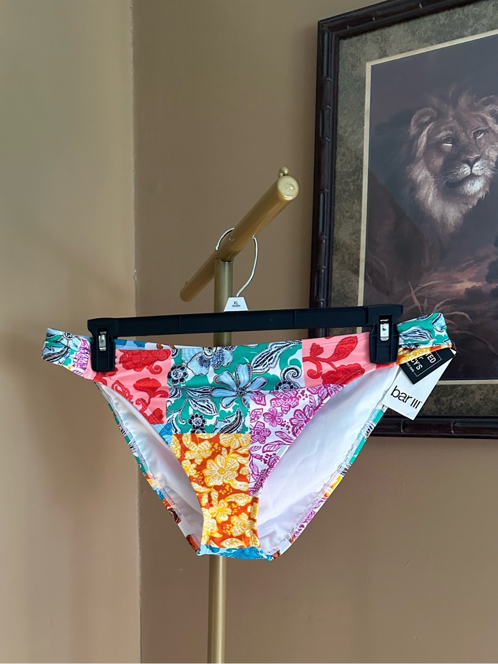 Bar III Multicolor Floral Patchwork Bikini Bottom